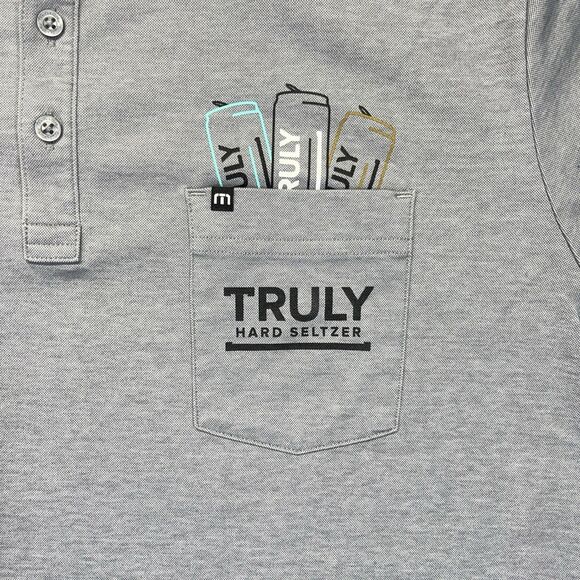 Travis Mathew Truly Hard Seltzer Polo Mens 2XL XXL Gray Shirt Golf Pocket - Picture 3 of 12